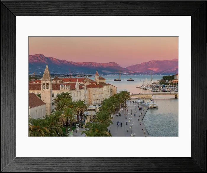 Framed Print : View from Kamerlengo Fortress over the old town of Trogir at sunset, UNESCO World Heritage Site Framed Print : View from Kamerlengo Fortress over the old town of Trogir at sunset, UNESCO World Heritage Site