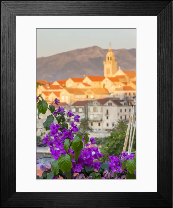 Framed Print : Elevated view to the old town of Korcula, Croatia, Europe Framed Print : Elevated view to the old town of Korcula, Croatia, Europe