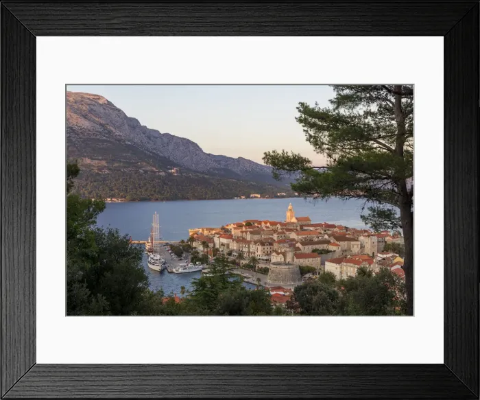 Framed Print : View from a lookout over the old town of Korcula, Croatia, Europe Framed Print : View from a lookout over the old town of Korcula, Croatia, Europe
