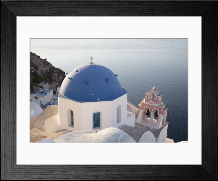 Framed Print : Blue-domed church in Santorini, Cyclades, Greek Islands, Greece, Europe Framed Print : Blue-domed church in Santorini, Cyclades, Greek Islands, Greece, Europe