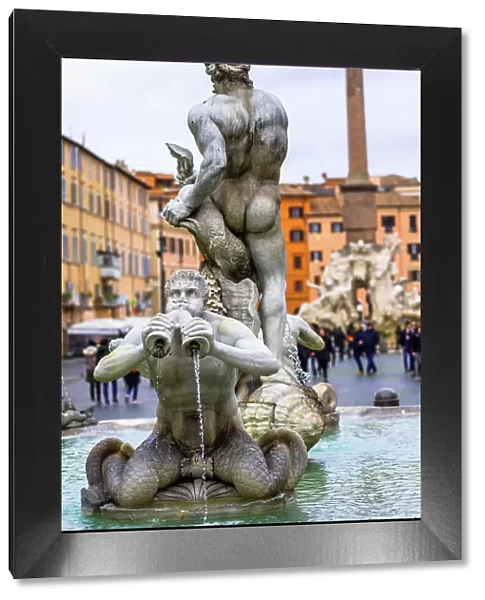 Fontana del Moro fountain located at the southern end of the Piazza Navona, Rome