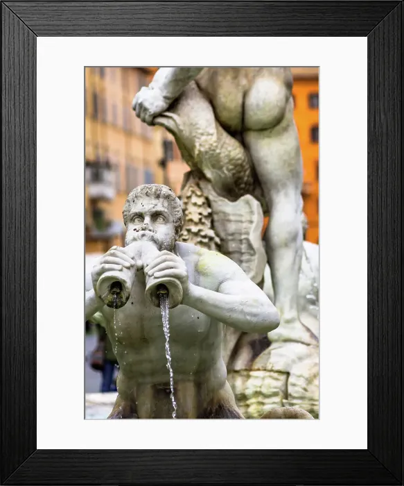 Framed Print : Fontana del Moro fountain located at the southern end of the Piazza Navona in Rome