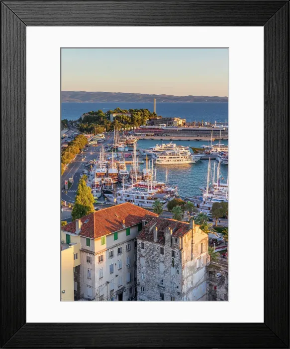 Framed Print : Elevated view from the bell tower of the Cathedral over the port, Split, Croatia, Europe Framed Print : Elevated view from the bell tower of the Cathedral over the port, Split, Croatia, Europe