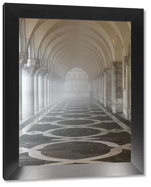 Misty view of pillars, Doges Palace, St. Marks Square, Venice, UNESCO World Heritage Site