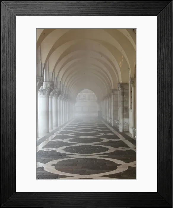 Framed Print : Misty view of pillars, Doges Palace, St. Marks Square, Venice, UNESCO World Heritage Site