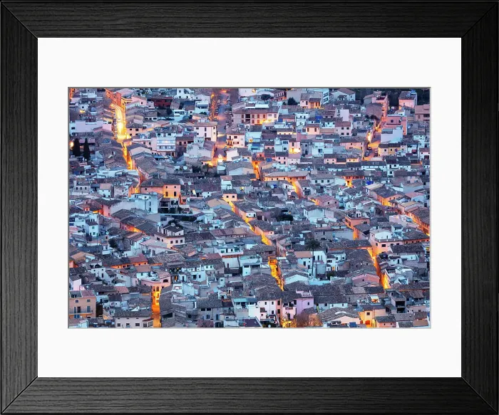 Framed Print : Aerial view of old town, Pollenca, Majorca, Balearic Islands, Spain, Mediterranean Framed Print : Aerial view of old town, Pollenca, Majorca, Balearic Islands, Spain, Mediterranean