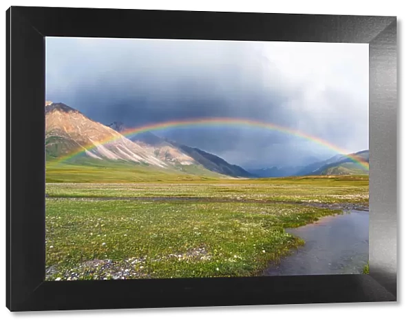 Rainbow over Naryn Gorge, Naryn Region, Kyrgyzstan, Central Asia, Asia