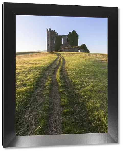 Grass fields around Ballycarbery Castle, Cahersiveen, County Kerry, Munster, Republic of Ireland