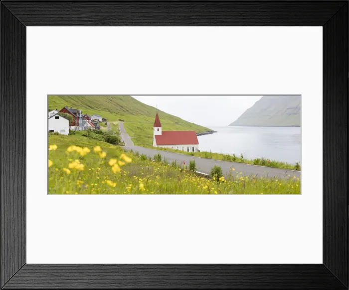 Framed Print : Panoramic of the traditional village of Husar, Kalsoy Island, Faroe Islands, Denmark Framed Print : Panoramic of the traditional village of Husar, Kalsoy Island, Faroe Islands, Denmark
