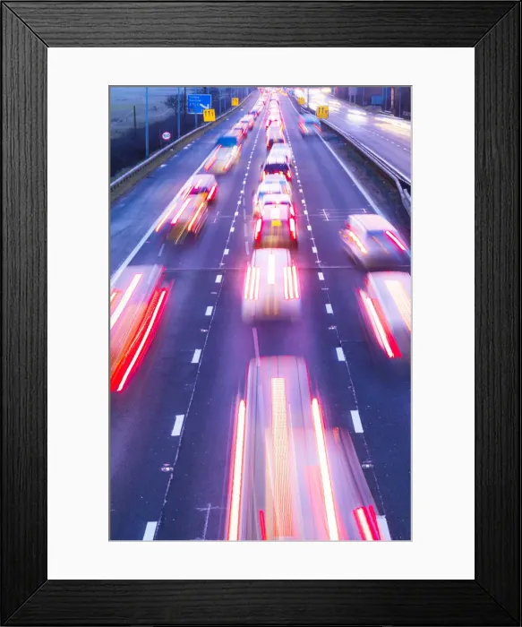 Framed Print : M8 Traffic trail lights and roadworks, Glasgow, Scotland, United Kingdom, Europe Framed Print : M8 Traffic trail lights and roadworks, Glasgow, Scotland, United Kingdom, Europe