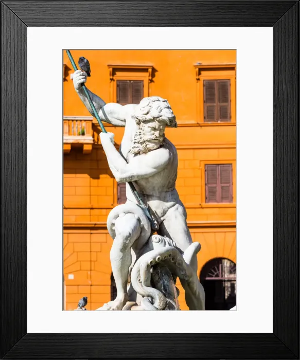 Framed Print : The Fountain of Neptune (Fontana del Nettuno), a fountain located at the north end Framed Print : The Fountain of Neptune (Fontana del Nettuno), a fountain located at the north end