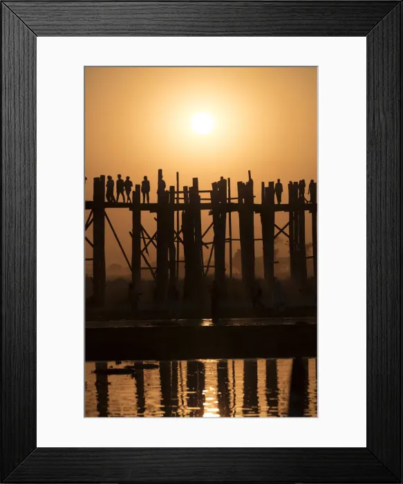 Framed Print : Sunset at U Bein bridge, oldest and longest teak bridge in the world, across Lake Taungthaman Framed Print : Sunset at U Bein bridge, oldest and longest teak bridge in the world, across Lake Taungthaman