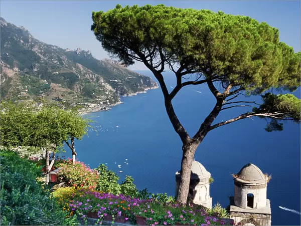 View of the Amalfi Coast from Villa Rufolo in Ravello, Amalfi Coast, UNESCO World Heritage Site