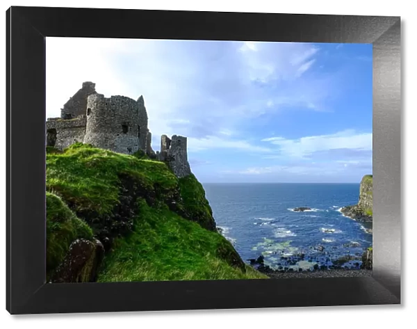 Dunluce Castle, located on the edge of a basalt outcropping in County Antrim, Ulster