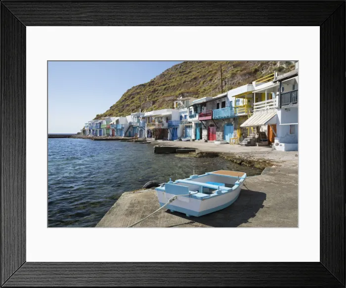 Framed Print : Colourful fishermens boat houses, Klima, Milos, Cyclades, Aegean Sea, Greek Islands Framed Print : Colourful fishermens boat houses, Klima, Milos, Cyclades, Aegean Sea, Greek Islands