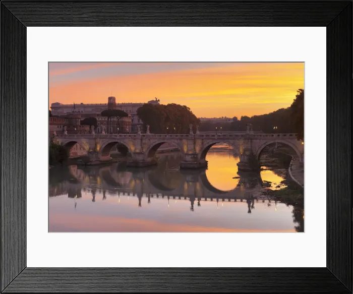 Framed Print : Ponte Sant Angelo Bridge at sunrise, UNESCO World Heritage Site, Tiber River, Rome Framed Print : Ponte Sant Angelo Bridge at sunrise, UNESCO World Heritage Site, Tiber River, Rome