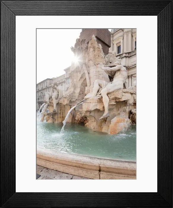 Framed Print : Fontana dei Quattro Fiumi Fountain, Architect Bernini, Piazza Navona Square, Rome