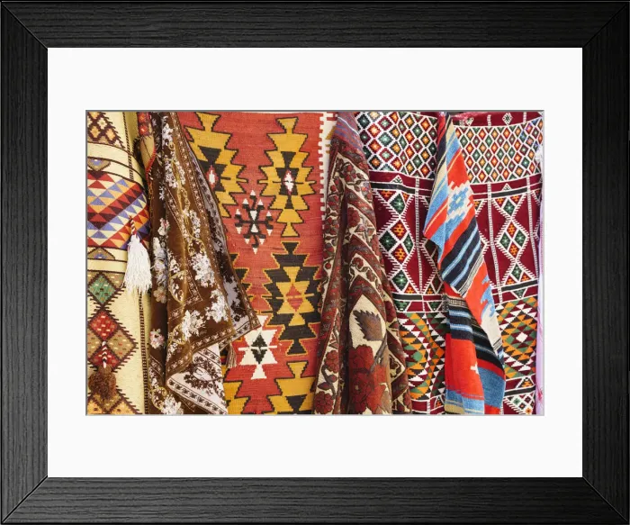 Framed Print : Colourful rugs and carpets for sale in Al Fahidi Historic Neighbourhood, Bur Dubai Framed Print : Colourful rugs and carpets for sale in Al Fahidi Historic Neighbourhood, Bur Dubai