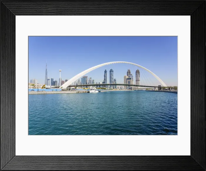 Framed Print : Tolerance Bridge, a new pedestrian bridge spanning Dubai Water Canal, Business Bay Framed Print : Tolerance Bridge, a new pedestrian bridge spanning Dubai Water Canal, Business Bay