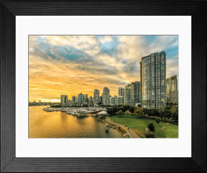 Framed Print : View of Vancouver skyline and False Creek as viewed from Cambie Street Bridge, Vancouver Framed Print : View of Vancouver skyline and False Creek as viewed from Cambie Street Bridge, Vancouver