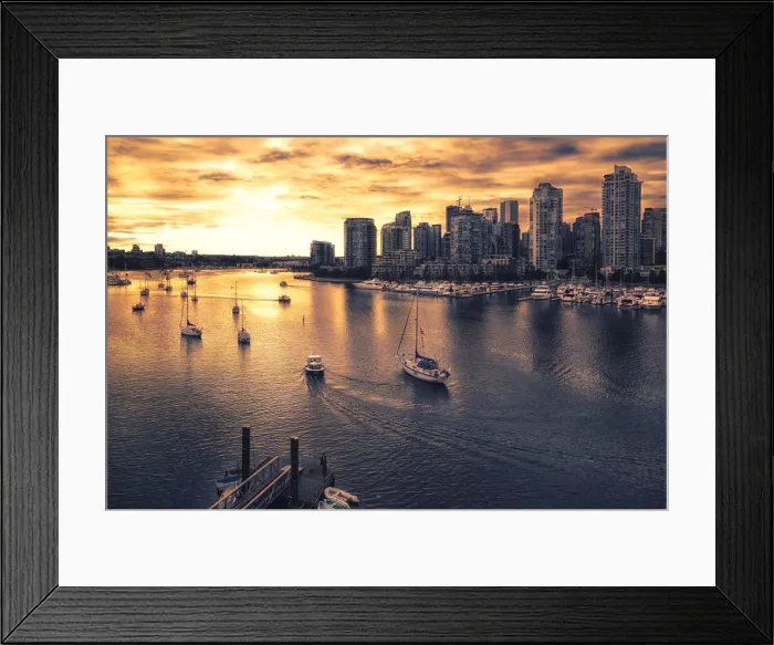 Framed Print : View of Vancouver skyline and False Creek as viewed from Cambie Street Bridge, Vancouver Framed Print : View of Vancouver skyline and False Creek as viewed from Cambie Street Bridge, Vancouver