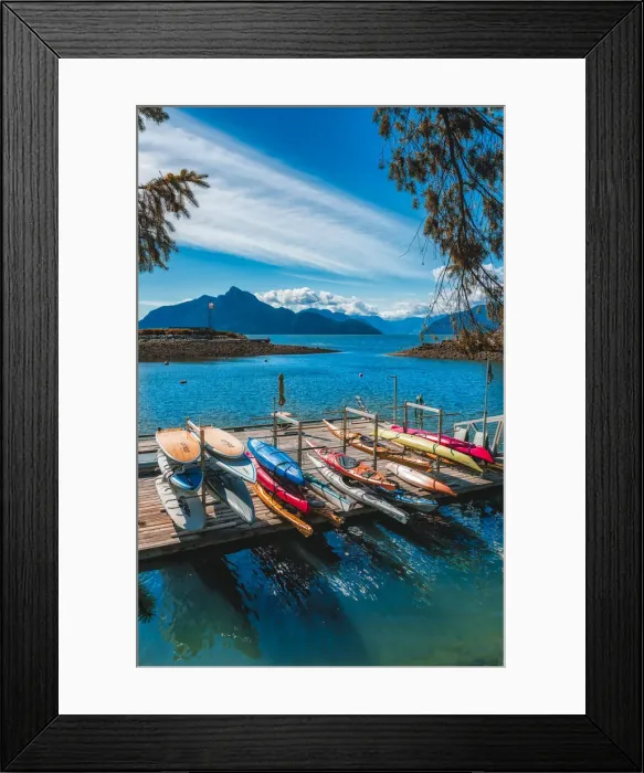Framed Print : View of canoe boat dock in How Sound at Furry Creek off The Sea to Sky Highway near Squamish Framed Print : View of canoe boat dock in How Sound at Furry Creek off The Sea to Sky Highway near Squamish
