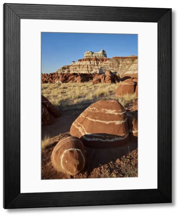 Framed Print : Striped red-rock boulders, Hopi Reservation, Arizona, United States of America, North
