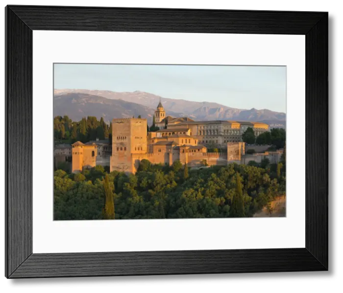 Framed Print : The Alhambra, UNESCO World Heritage Site, and Sierra Nevada mountains in evening Framed Print : The Alhambra, UNESCO World Heritage Site, and Sierra Nevada mountains in evening