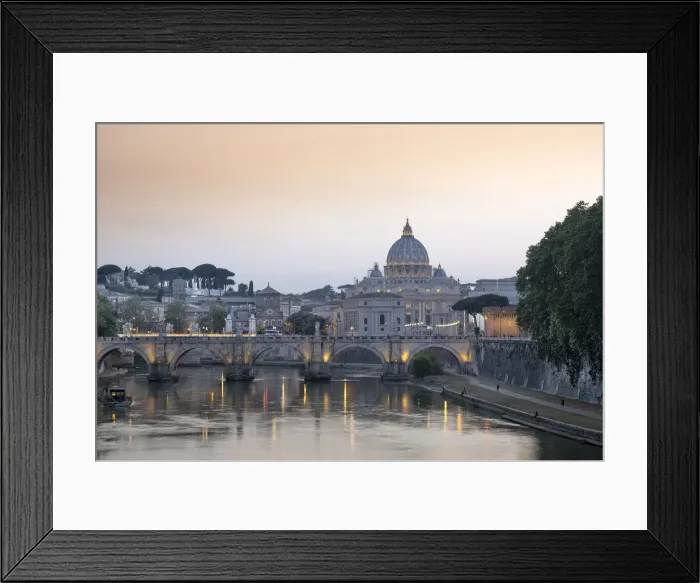 Framed Print : View of the Tiber (Tevere) River, Saint Angelo bridge and the dome of St. Peter s Framed Print : View of the Tiber (Tevere) River, Saint Angelo bridge and the dome of St. Peter s
