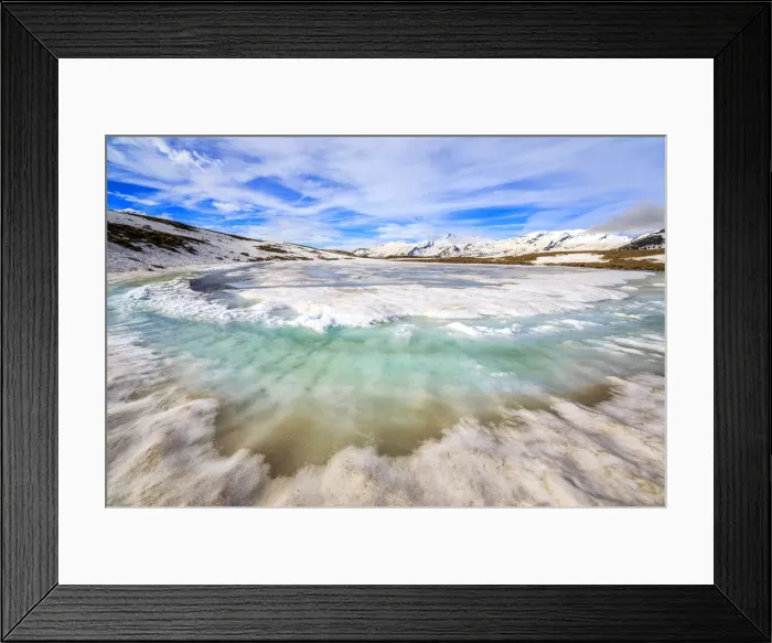 Framed Print : Turquoise water of Lake Andossi during thaw, Chiavenna Valley, Spluga Valley, Sondrio province Framed Print : Turquoise water of Lake Andossi during thaw, Chiavenna Valley, Spluga Valley, Sondrio province