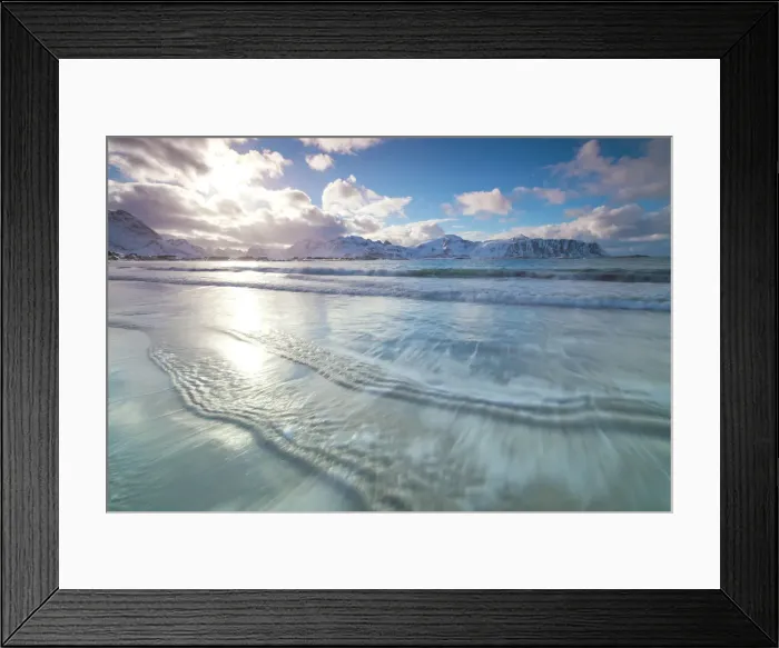 Framed Print : Waves of the icy sea, Ramberg, Flakstad municipality, Lofoten Islands, Nordland, Norway Framed Print : Waves of the icy sea, Ramberg, Flakstad municipality, Lofoten Islands, Nordland, Norway