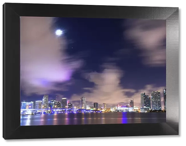 Night skyline of Downtown Miami from Watson Island, Miami, Florida, United States of America