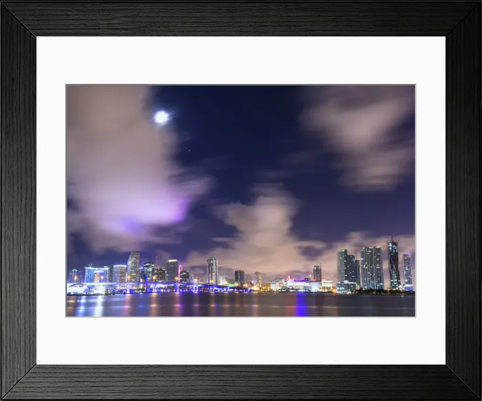 Framed Print : Night skyline of Downtown Miami from Watson Island, Miami, Florida, United States of America Framed Print : Night skyline of Downtown Miami from Watson Island, Miami, Florida, United States of America