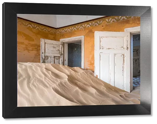The interior of a building in the abandoned diamond mining ghost town of Kolmanskop