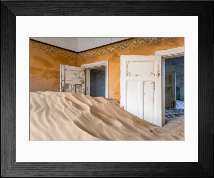 Framed Print : The interior of a building in the abandoned diamond mining ghost town of Kolmanskop Framed Print : The interior of a building in the abandoned diamond mining ghost town of Kolmanskop