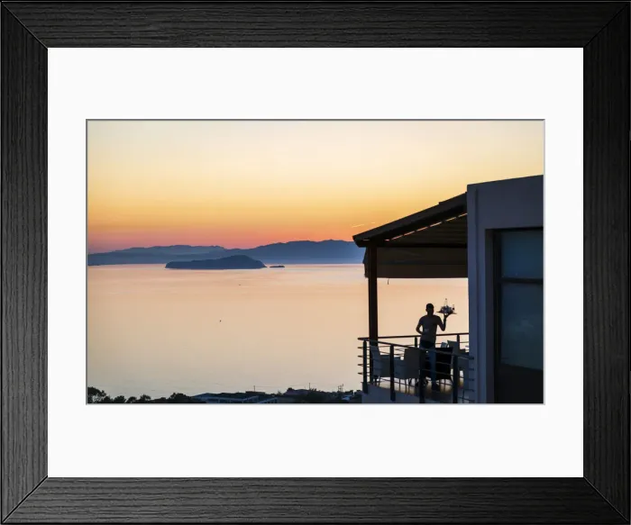 Framed Print : Gloomy sunset and waiter, Akrotiri, Crete, Greek Islands, Greece, Europe Framed Print : Gloomy sunset and waiter, Akrotiri, Crete, Greek Islands, Greece, Europe