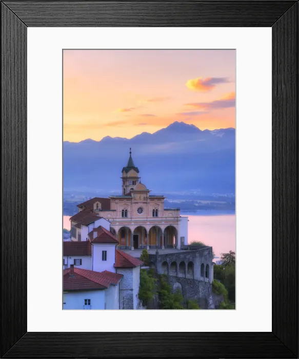 Framed Print : Sunrise at the Sanctuary of Madonna del Sasso, Orselina, Locarno, Lake Maggiore, Canton of Ticino Framed Print : Sunrise at the Sanctuary of Madonna del Sasso, Orselina, Locarno, Lake Maggiore, Canton of Ticino
