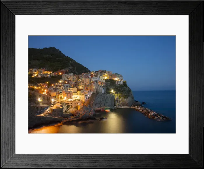 Framed Print : Dusk view of Manarola, Cinque Terre, UNESCO World Heritage Site, Liguria, Italy, Europe Framed Print : Dusk view of Manarola, Cinque Terre, UNESCO World Heritage Site, Liguria, Italy, Europe