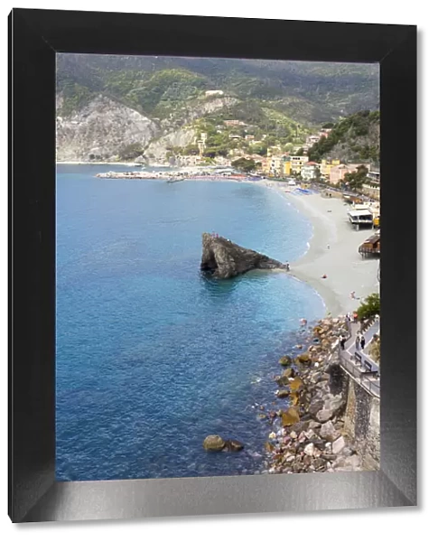 View of the beach at Monterosso, Cinque Terre, UNESCO World Heritage Site, Liguria