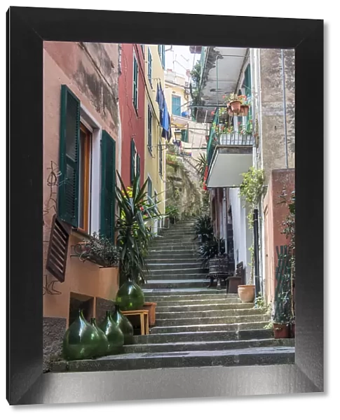 Colourful buildings and steps in Monterosso, Cinque Terre, UNESCO World Heritage Site