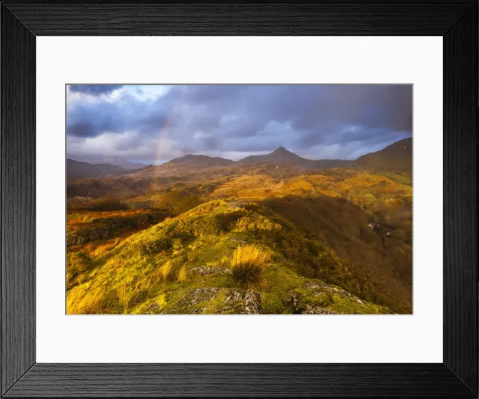 Framed Print : Cnicht under a rainbow at sunset, Snowdonia National Park, North Wales, Wales, United Kingdom Framed Print : Cnicht under a rainbow at sunset, Snowdonia National Park, North Wales, Wales, United Kingdom