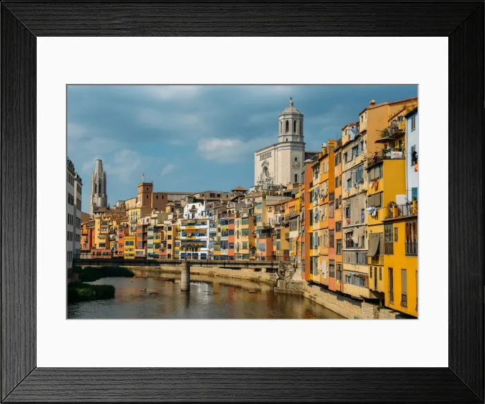 Framed Print : Colourful houses on the embankment of the River Onyar in historic centre with Girona s Framed Print : Colourful houses on the embankment of the River Onyar in historic centre with Girona s