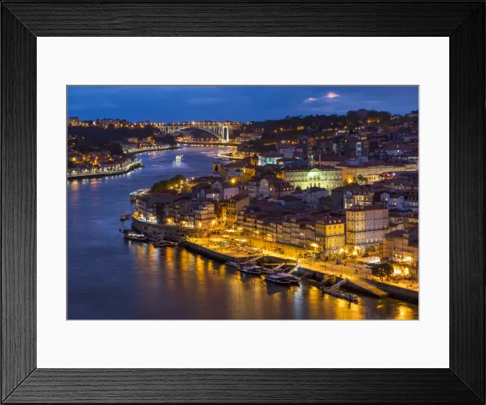 Framed Print : View over the old town from Serra do Pilar Monastery at dusk, Porto, Portugal, Europe Framed Print : View over the old town from Serra do Pilar Monastery at dusk, Porto, Portugal, Europe