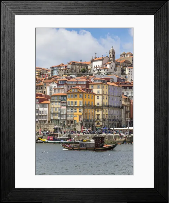Framed Print : View from Douro River to the historical Ribeira Neighborhood, UNESCO World Heritage Site Framed Print : View from Douro River to the historical Ribeira Neighborhood, UNESCO World Heritage Site