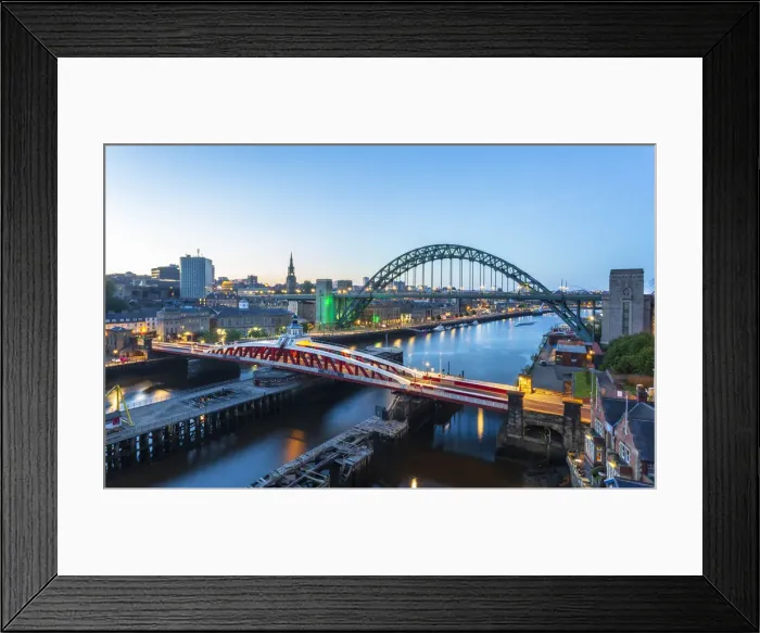 Framed Print : River Tyne, The Swing Bridge, Tyne Bridge and Millennium Bridge, Newcastle, Tyne and Wear Framed Print : River Tyne, The Swing Bridge, Tyne Bridge and Millennium Bridge, Newcastle, Tyne and Wear
