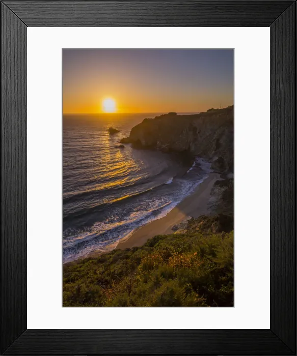 Framed Print : View of sunset at Big Sur, Highway 1, Pacific Coast Highway, Pacific Ocean, California Framed Print : View of sunset at Big Sur, Highway 1, Pacific Coast Highway, Pacific Ocean, California