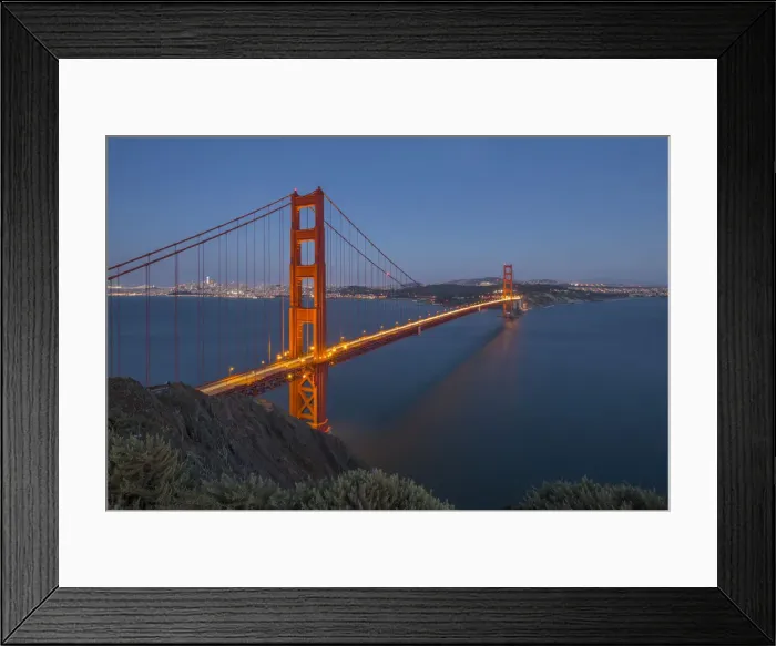 Framed Print : View of Golden Gate Bridge from Golden Gate Bridge Vista Point at dusk, San Francisco Framed Print : View of Golden Gate Bridge from Golden Gate Bridge Vista Point at dusk, San Francisco