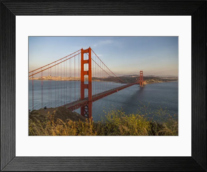 Framed Print : View of Golden Gate Bridge from Golden Gate Bridge Vista Point at sunset, San Francisco Framed Print : View of Golden Gate Bridge from Golden Gate Bridge Vista Point at sunset, San Francisco