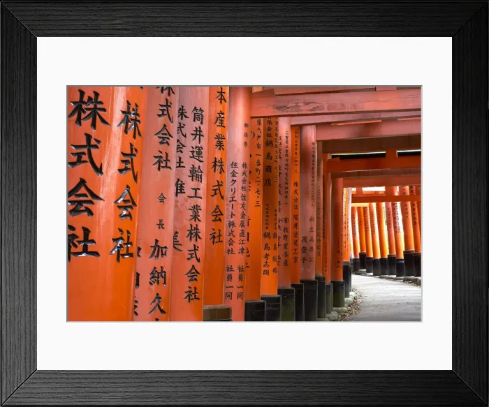Framed Print : Prayers written in Japanese on the red wooden Torii Gates at Fushimi Inari Shrine Framed Print : Prayers written in Japanese on the red wooden Torii Gates at Fushimi Inari Shrine