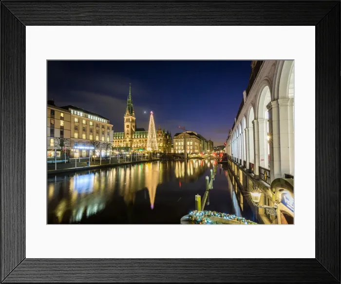 Framed Print : Reflection of Hamburgs Town Hall (Rathaus) and Christmas Market at blue hour, Hamburg Framed Print : Reflection of Hamburgs Town Hall (Rathaus) and Christmas Market at blue hour, Hamburg